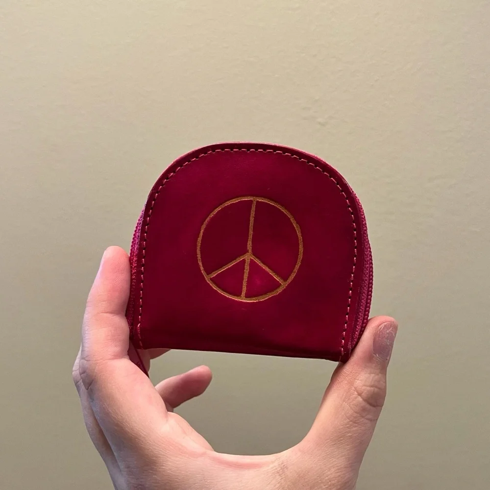 Pink Peace Symbol Coin Purse - Picture 2 of 7